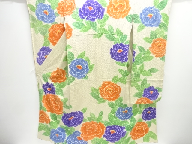 JAPANESE KIMONO / HON SOH SHIBORI PEONY PATTERN FURISODE